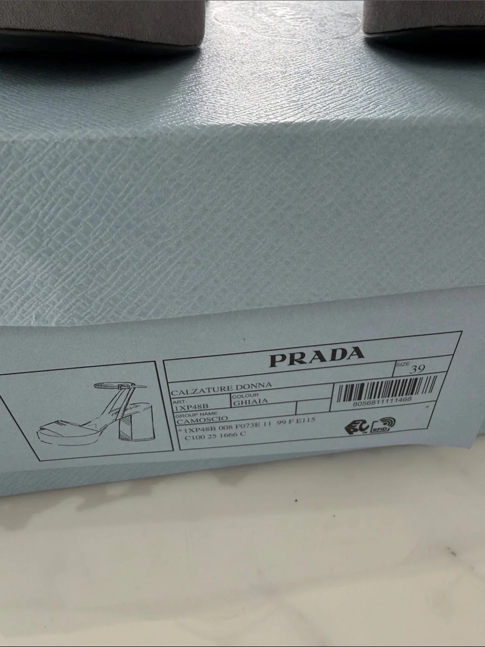 Prada Taupe Gray Suede Platform Slingback Sandals size 39